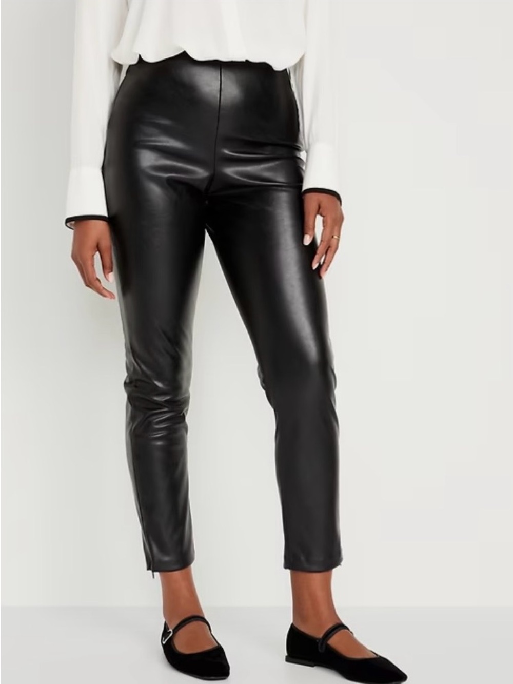 Old Navy Black Faux Leather Skinny Ankle Pants